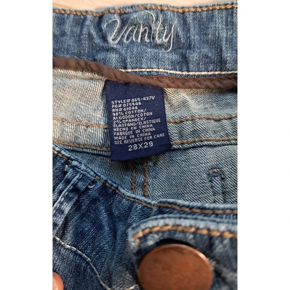 Vanity Bootcut Jeans Y2K Womens‎ 28x29 Medium Wash Distressed Low Rise Denim